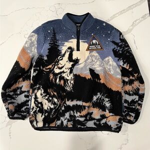 Sherpa Quarter Zip Grand Teton National Park Kids Size 10/12 - Blue/Black/Tan